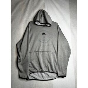 Adidas Climawarm Hoodie Mens Grey Textured Pullover Sweatshirt 03 Graphic